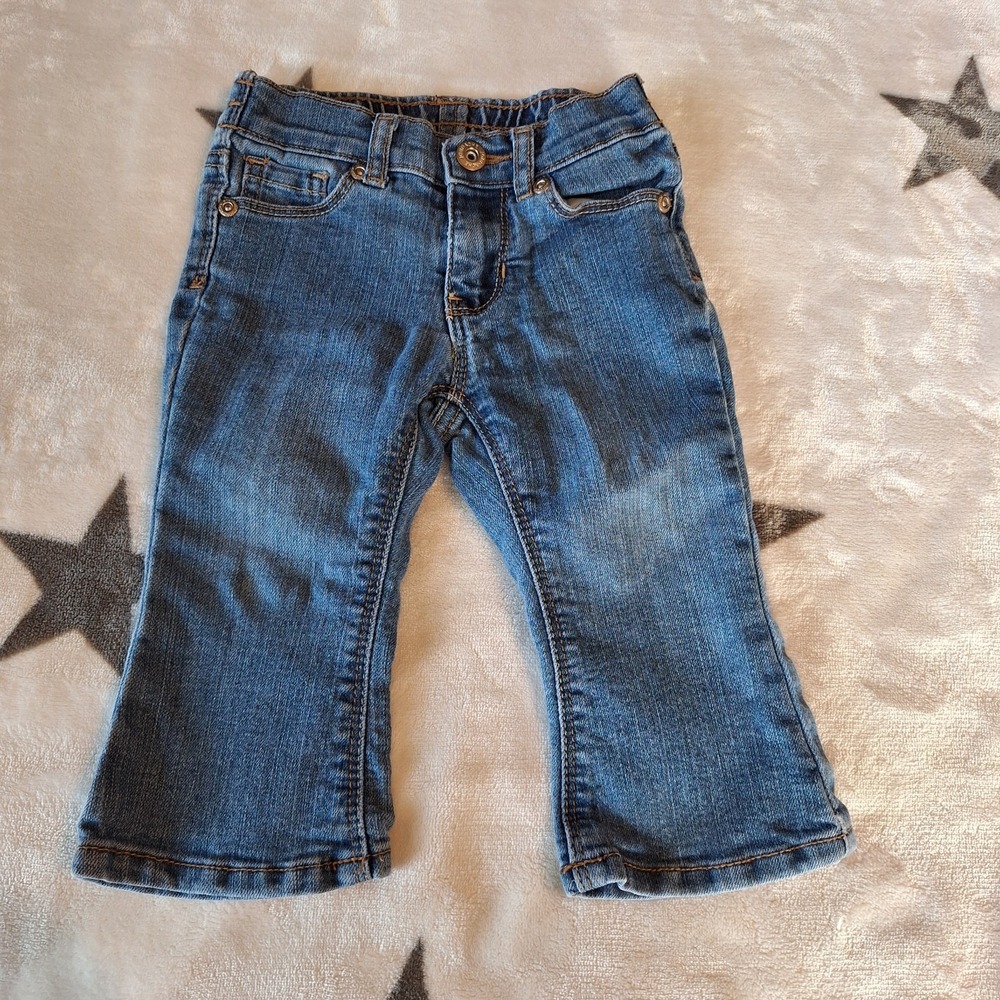 Baby Blue Jeans by Jordache Size 12M, Baby Boot Cut, Snap Close Stretch‎ Waist